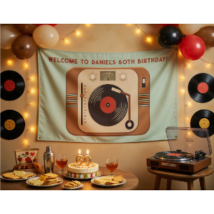 Banderoles Lecteur de Disques Vinyles Rétro Bienvenue pour le