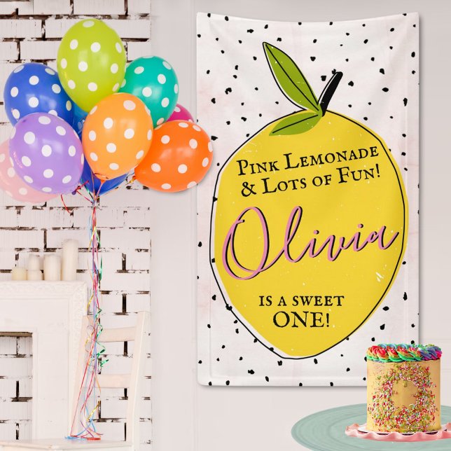 Banderoles Lemonade rose moderne 1er anniversaire Bienvenue (Créateur téléchargé)