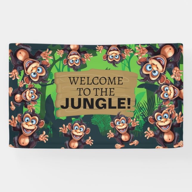 Banderoles Les animaux de la jungle verdoyante Safari (Horizontal)