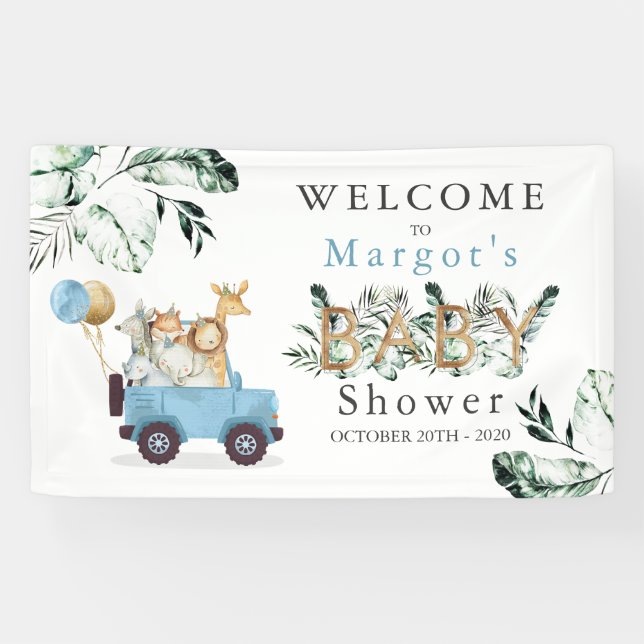 Banderoles Les Animaux De Safari Conduisent Par L'Or Baby sho (Horizontal)