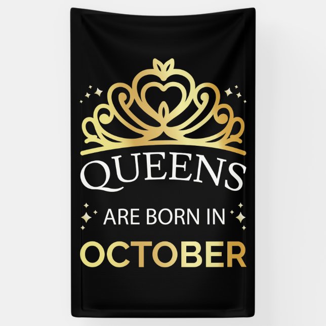 Banderoles Les Reines Sont Nées En Octobre I (Vertical)