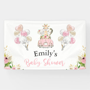 Banderoles Les Safari Floraux Roses Conduisent Par Le Baby sh