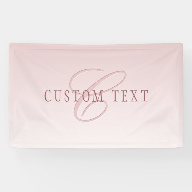 Banderoles Lettre élégante & monogramme | Rose ombré (Horizontal)