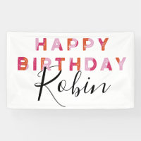 Lettres roses style simple Personnalisé Anniversai