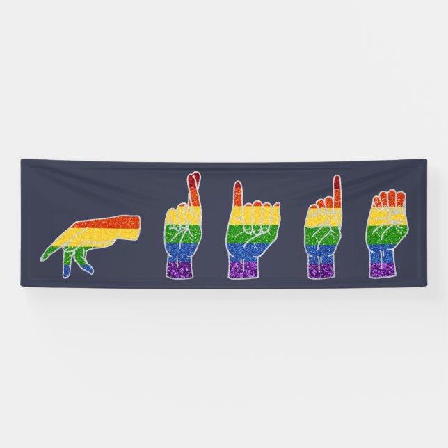 Banderoles LGBT Parties scintillant Rainbow ASL Pride (Horizontal)