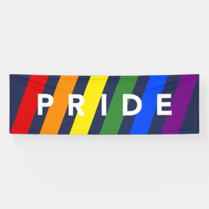 Banderoles LGBTQ FIDE Diagonal Rainbow Stripes sur Navy Blue