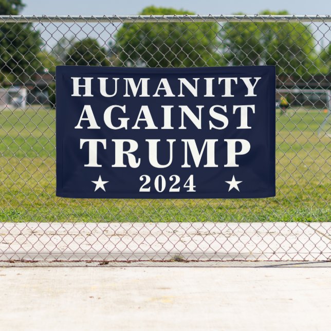 Banderoles L'humanité contre l'élection présidentielle de Tru (En situation)