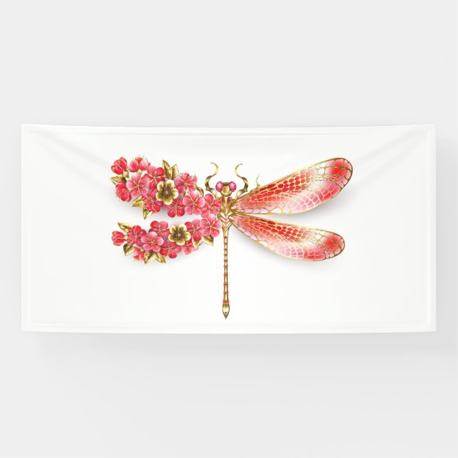Banderoles libellule de fleurs avec sakura de bijoux (Horizontal)