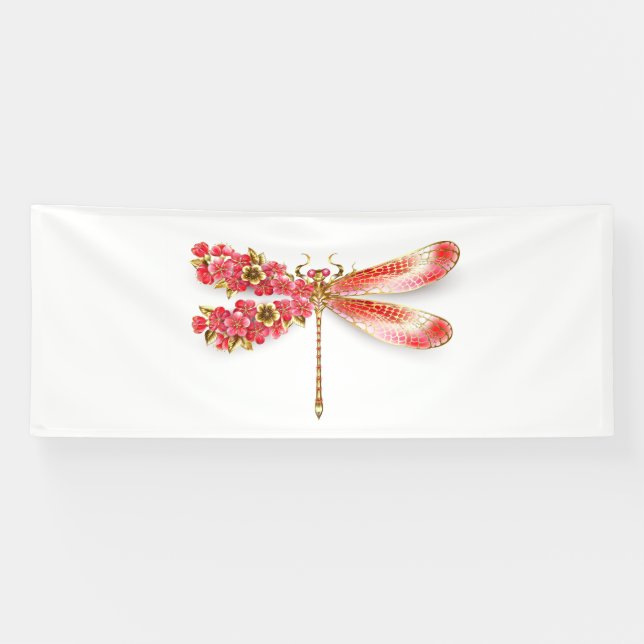 Banderoles libellule de fleurs avec sakura de bijoux (Horizontal)