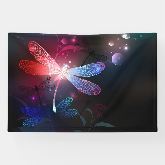 Banderoles libellule rouge brillante (Horizontal)