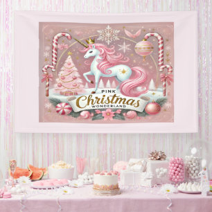 Banderoles Licorne Magique de Noël Rose Wonderland 