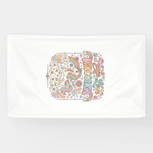 Banderoles Licorne Paix Amour Licornes Conception de vecteur 