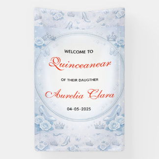 Banderoles Light Blue Silver Princess Quinceanera Birthday 