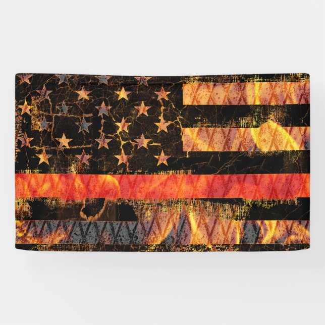 Banderoles Ligne rouge mince et flammes (Horizontal)