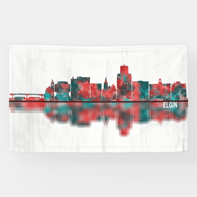 Banderoles Ligne Skyline Elgin Illinois (Horizontal)
