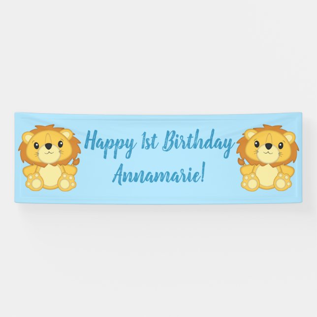 Banderoles Lion Anniversaire Bleu (Horizontal)