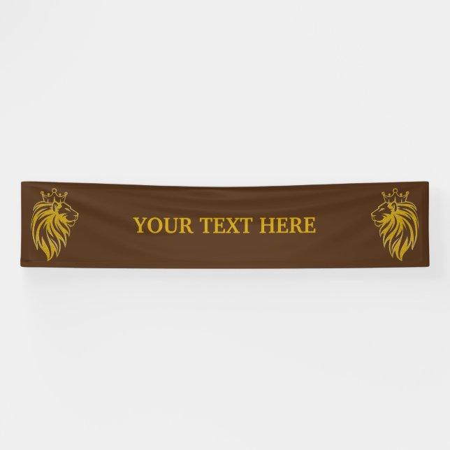 Banderoles Lion Avec Couronne - Style Or 2 (Horizontal)