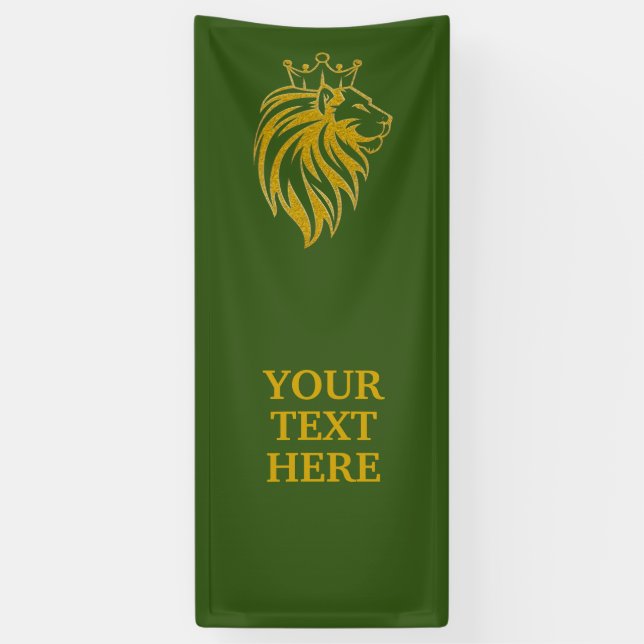 Banderoles Lion Avec Couronne - Style Or 2 (Vertical)