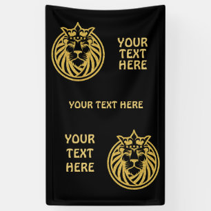 Banderoles Lion Avec Couronne - Style Or 4