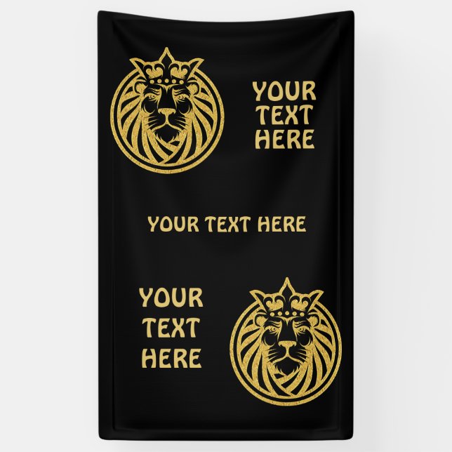 Banderoles Lion Avec Couronne - Style Or 4 (Vertical)
