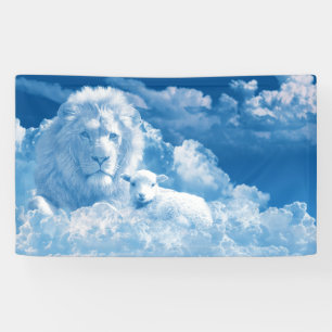Banderoles Lion et agneau dans les nuages