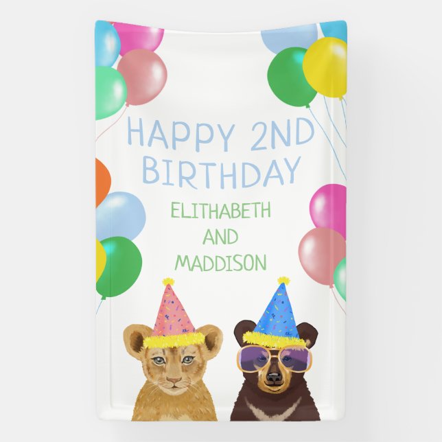 Banderoles Lion et Bear Cub 2e anniversaire (Verticale)