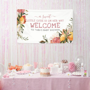 Banderoles Little Cutie Baby Shower Botanique Citron Orange