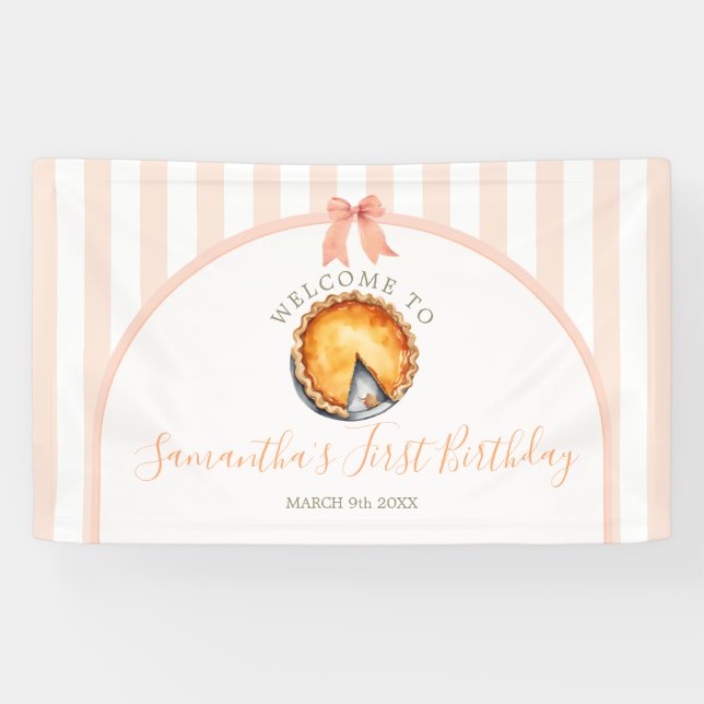Banderoles Little Cutie Pie Orange En vichy Accueil Grand (Horizontal)