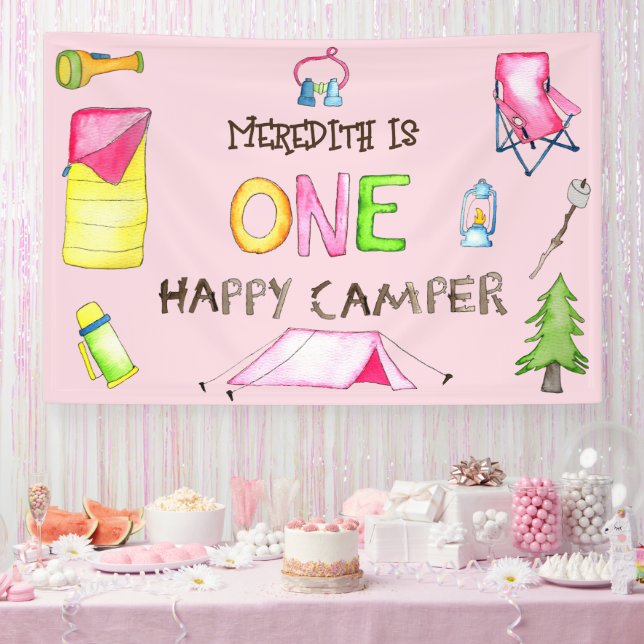 Banderoles Little Girl One Happy Camper First Birthday Party (Fête)