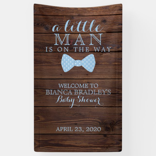 Banderoles Little Man Baby shower | Rustic Wood Bowtie (Vertical)