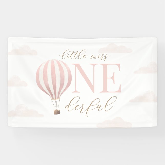 Banderoles Little Miss Onedering Hot Air Balloon Anniversaire (Horizontal)