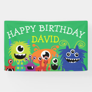 Banderoles Little Monster Boy Birthday Party Cube