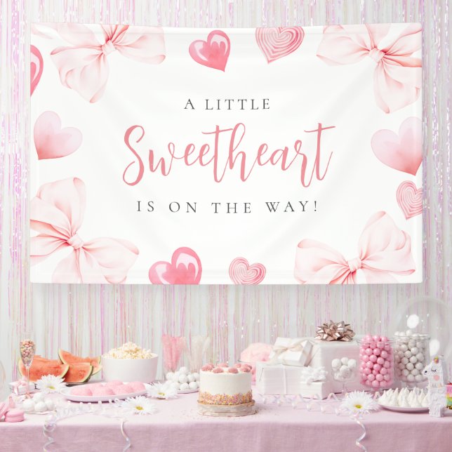 Banderoles Little Sweetheart Pink Bow Baby Shower Backdrop (Fête)