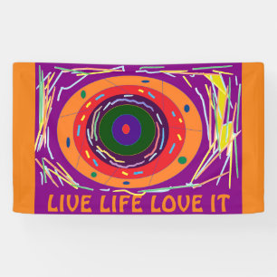 BANDEROLES LIVE LIFE L'AIME DANS PURPLE ORANGE ART DESIGN