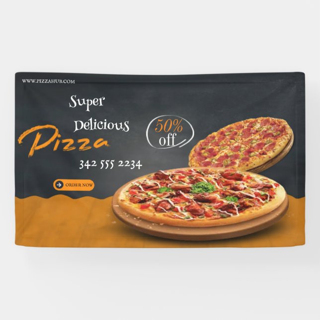 Banderoles Livraison de pizza Café pizza Restaurant Pizza ouv (Horizontal)