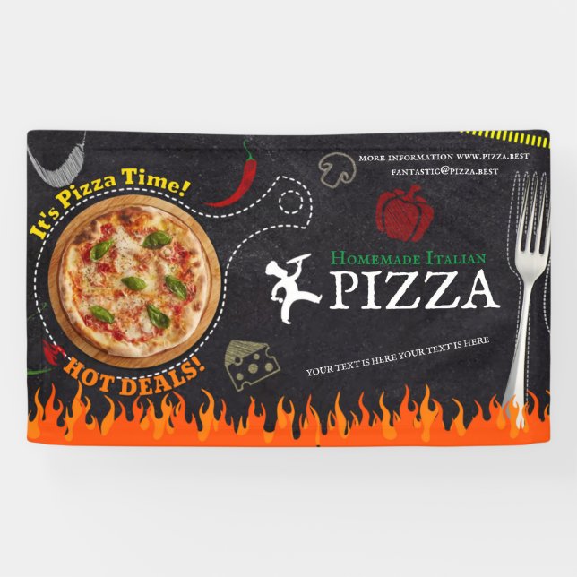 Banderoles Livraison de pizza Café pizza Restaurant Pizza ouv (Horizontal)