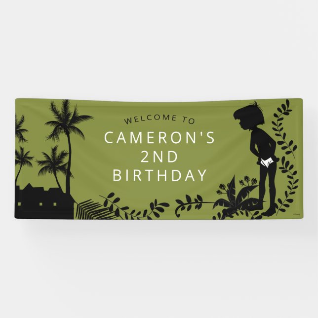 Banderoles Livre de la Jungle Silhouette Anniversaire Bienven (Horizontal)