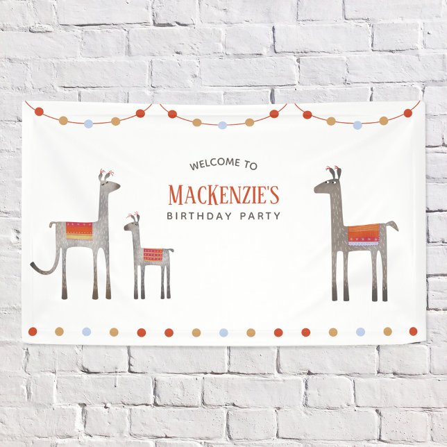 Banderoles Llama Anniversaire (Fun Llama birthday party banner with custom personalized text)