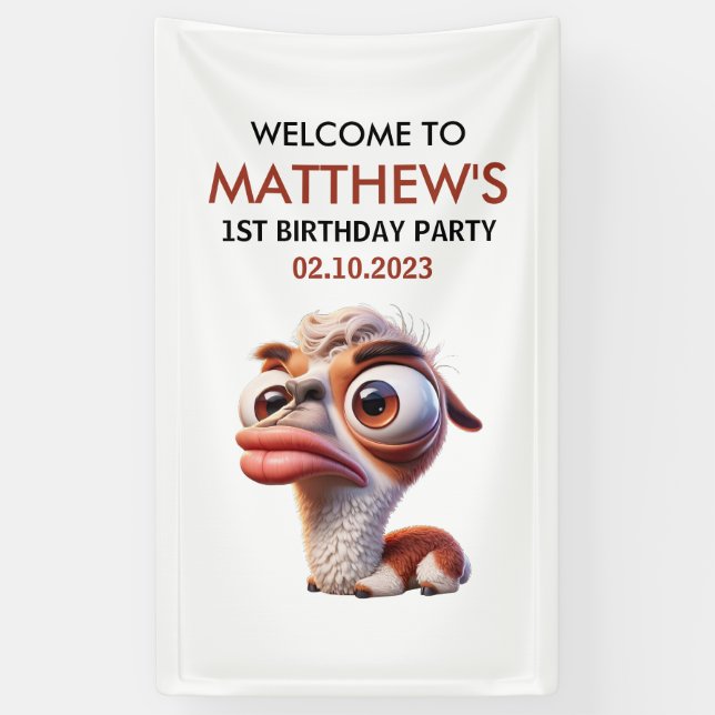 Banderoles llama drôle Caricatures mexicain 1er anniversaire (Vertical)