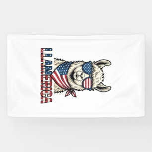 Banderoles Llamerica Lama Patriotique Design Vector Vintage_1
