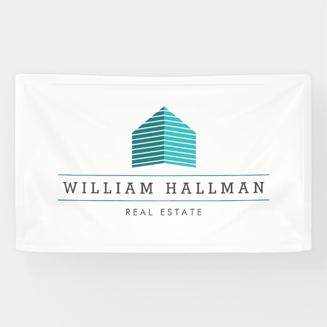 Banderoles Logo Abstrait de la maison Turquoise/blanc (Horizontal)