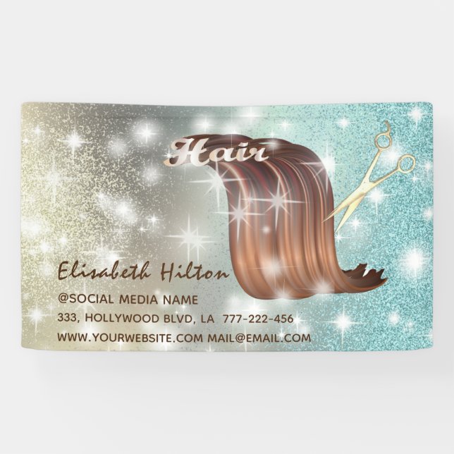 Banderoles Logo de cheveux moderne tendance brillant (Horizontal)