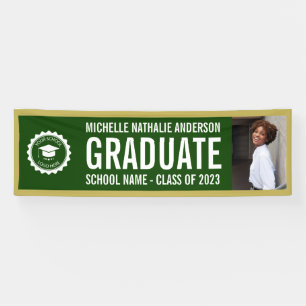 Banderoles Logo de l'école Graduation Photo Green Gold Banniè