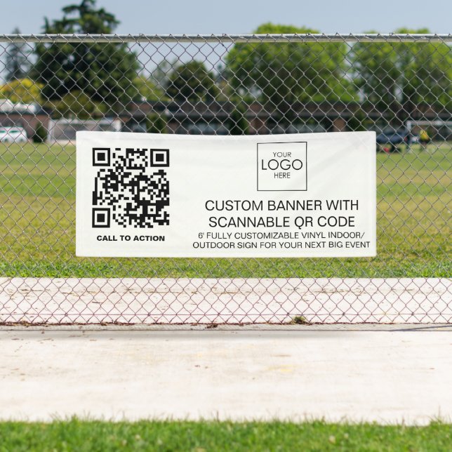 Banderoles Logo de l'entreprise Code QR personnalisé Vinyl in (En situation)