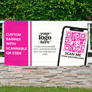 Banderoles Logo de l'entreprise QR Code Vinyl Hot Pink à l'ex