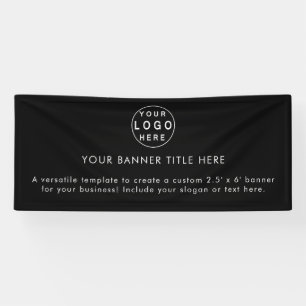 Banderoles Logo d'entreprise   Black Modern Advertising 6' Ba