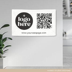 Banderoles Logo d'entreprise blanc simple Code QR