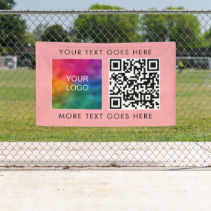 Banderoles Logo d'entreprise moderne QR Code Modèle rose pâle