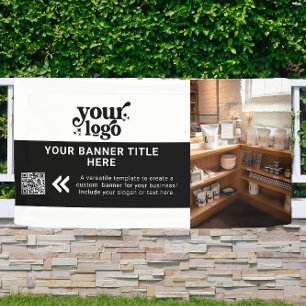 Banderoles Logo d'entreprise noir et blanc moderne QR Code ph