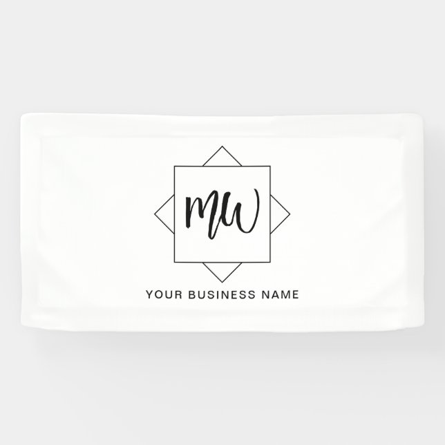 Banderoles Logo d'entreprise noir et blanc Monogramme promoti (Horizontal)